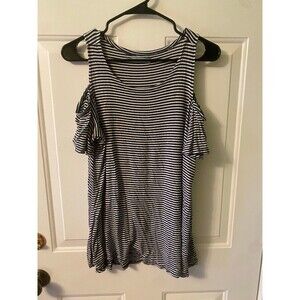 Maurice’s navy white striped cold shoulder top size Large
